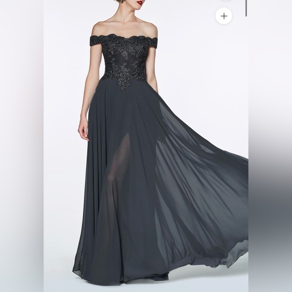 Cinderella Charcoal Lace Gown - Picture 1 of 4